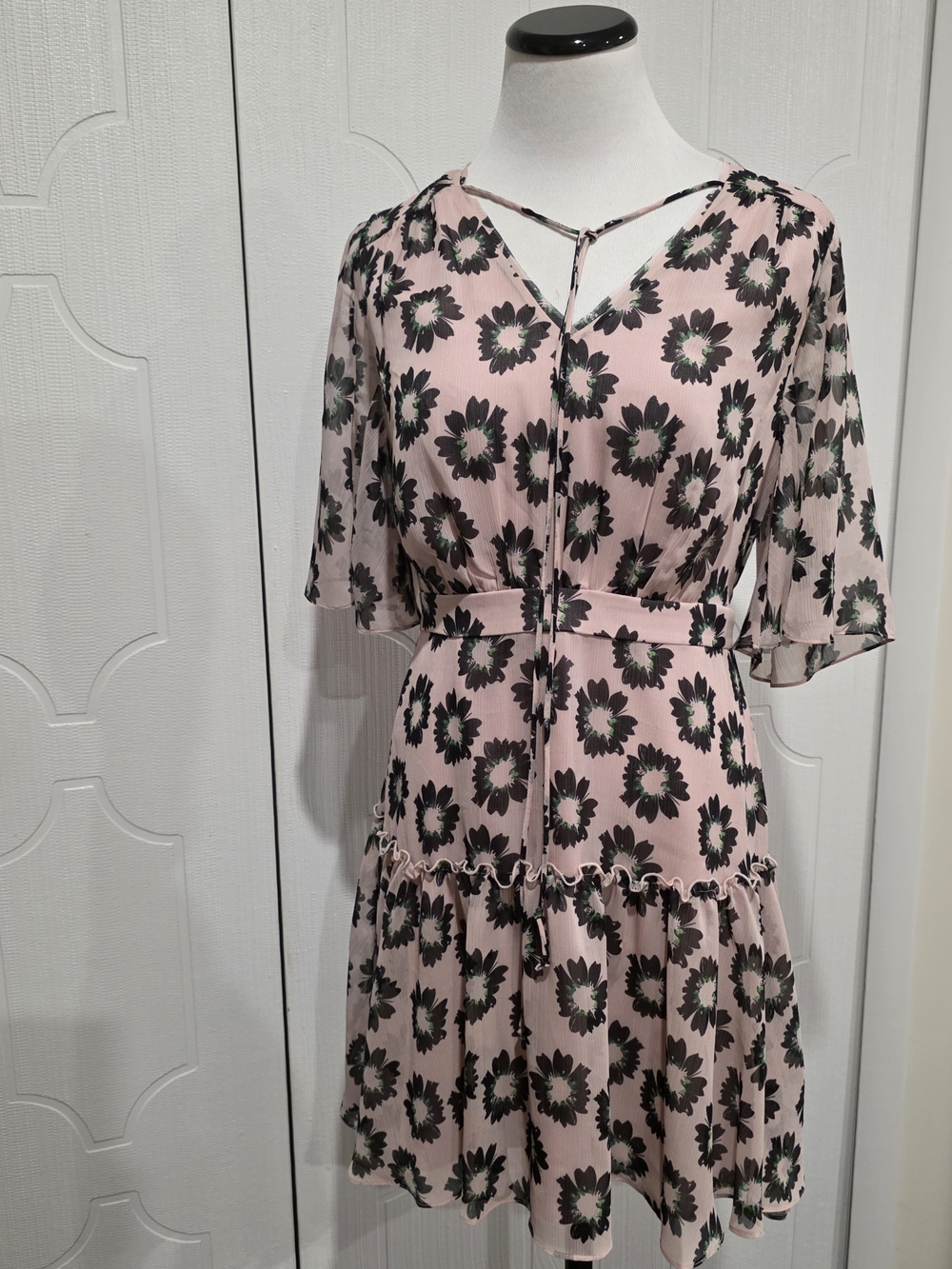 Ted Baker Pink Floral Tie-Front Mini Dress